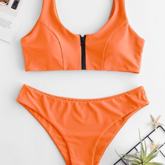 Zaful Other - NWT Zip Front Tank Bikini Set